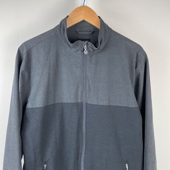 Linksoul Golf Jacket Windbreaker Full Zip Gray Black Colorblock Mens Large - Picture 2 of 8